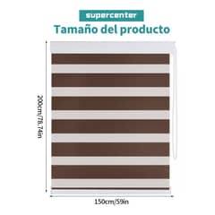 SUPERCENTER - Cortina Roller Velo Liso 2 Paños 150 X 200 Cm Marrón claro