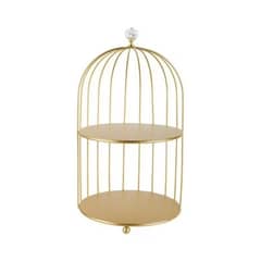 GENERICO - Jaula Bandeja Dorada De Decoracion Metalica Multiuso dorado