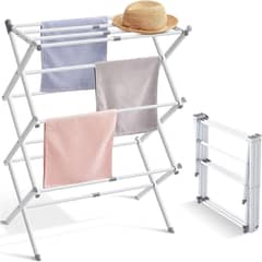 YOMYM - Tendedero Para Ropa Perchero Vertical Retráctil Plegable De 3 Capas