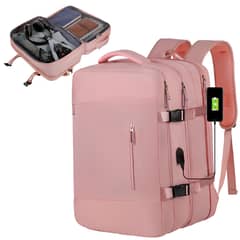 VIDITA - Mochila De Viaje 32L Con Puerto USB y Compartimento Para Notebook Rosa