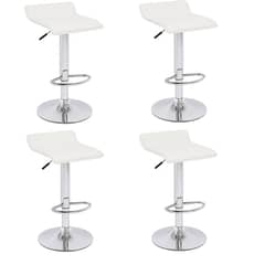 GENERICO - Pack 4 Silla Piso Bar Altura Regulable Taburete Con Respaldo Blanco
