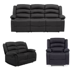 DANIELS - Living Reclinable Sofá 3 Cuerpos + 2 Cuerpos + Berger Gris New Praga 8041LFFBK