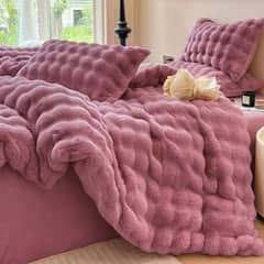 GENERICO - Cobertor de invierno Suave Piel de Conejo 2 Plazas - Rosa Magenta