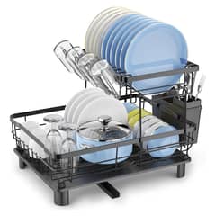 GENERICO - Escurridor Secador Platos 2 Niveles Organizador Rack Cocina