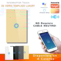 D MOTICA - Interruptor Touch Simple Inteligente Wifi1 Canal Sin Neutro - DORADO