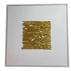 GENERICO - Cuadro decorativo blanco dorado 80x80