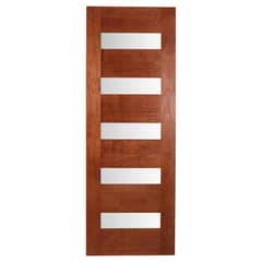 MULTIMARCA - Puerta Pino 5 vidrios color Cerezo incluye vidrios