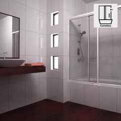 WINTEC - Mampara Tina Vidrio templado Listado 150x150cm