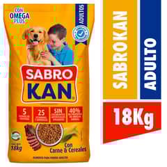 SABROKAN - Alimento para Perro Adulto Carne y arroz 18 kg