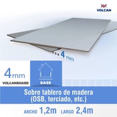 VOLCANBOARD - Placa Fibrocemento Lisa 4 mm 120x240 cm Blanco