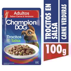 CHAMPION DOG - Alimento húmedo para perro adulto 100 gr carne y vegetales