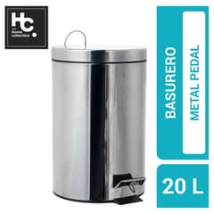 JUST HOME COLLECTION - Papelero Redondo 20 Litros Metal Gris