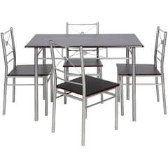 CASA BONITA - Juego de Comedor JX-18A210 WEG 4 Sillas Mesa Rectangular 70x76x110 cm Wengue