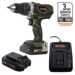 BAUKER - Taladro Inalámbrico Percutor 13 mm 18V + 2 Baterías + Cargador