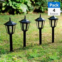 JUST HOME COLLECTION - Pack 4 Estacas Solares Led 1 W IP54 Luz Fría