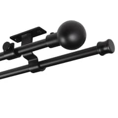 JUST HOME COLLECTION - Set de Barra Doble Techo 16/19 mm extensible 170-320 cm Bola Negro