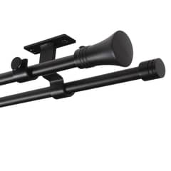 JUST HOME COLLECTION - Set de Barra Doble Techo 16/19 mm extensible 170-320 cm Cónico Negro