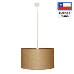 CAROLD STEVENS - Lámpara colgante tambor arpillera café tela 1 luz E27