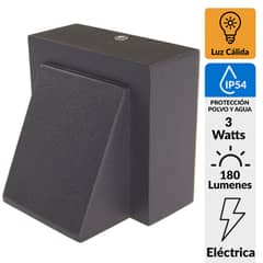HB LEDS - Apliqué Exterior Decorativo Led Pared 3 W IP54 180 lm Luz Cálida