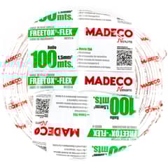 MADECO - Cable libre de halógenos (H07Z1K) 1,5 mm2 100 m blanco