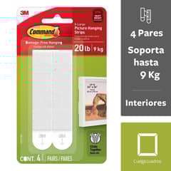 COMMAND - Tiras para colgar Cuadros 9 kg, blancas, 4 pares
