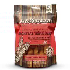 PETS AND FRIENDS - Snack perro brochetas triple sabor 100 gr