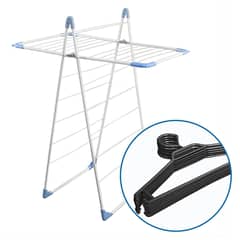 JENNY HOME - Pack Tendedero de Ropa + 6 colgadores Plegable Acero 62x120x96 cm