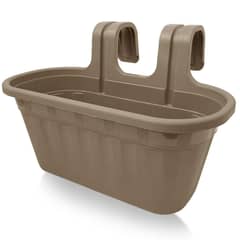 REMBRE - Jardinera colgante para balcon gancho doble, color taupe