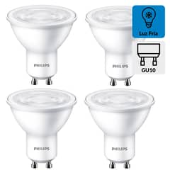 PHILIPS - Pack 4 Ampolletas LED EcoHome GU10 4.7W Luz Fría 460 Lm