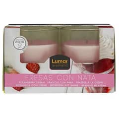 LUMAR - Velas Pack 2 Unidades 7 cm Aroma Fresas con Nata