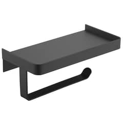SENSI DACQUA - Porta Rollo Papel con Repisa Osaka Negro Mate