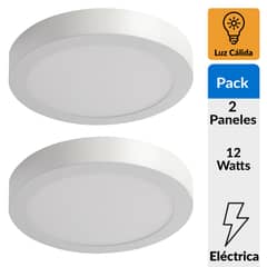 DAIRU - Pack 2 paneles Led sobrepuestos circulares 12W Luz Cálida