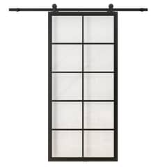 HOLZTEK - Kit Puerta Acero 83x204 cm Corredera Negro