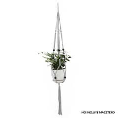 JUST HOME COLLECTION - Colgador poliéster y algodón 114 cm para macetas de 13-23 cm gris