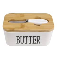 JUST HOME COLLECTION - Mantequillero 500 ml tapa bambu cuchara