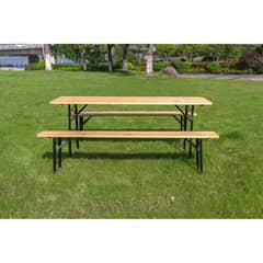 JUST HOME COLLECTION - Set de Mesa y Bancos Madera para Picnic