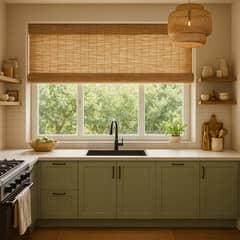 JUST HOME COLLECTION - Cortina Enrollable 180x180 cm Caña color Natural