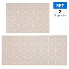 CASA BONITA - Set 2 Limpiapiés Cocina 50x70 cm y 50x120 cm Beige