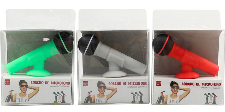 Corchos plásticos con apariencia de micrófono