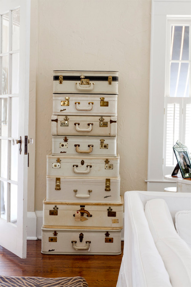 Decoración con maletas vintage.