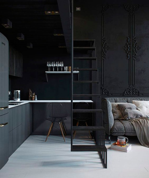 pintar la pared de la cocina del mismo color que muebles