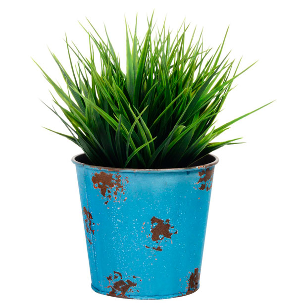 quieres darle toque retro a tu decoracion macetero decor vintage azul