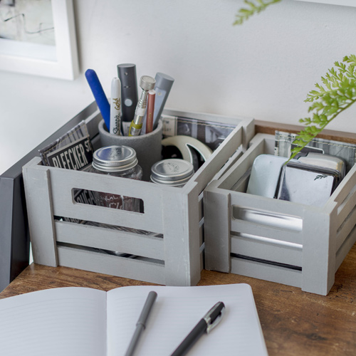 Detalle organizadores para escritorio color gris