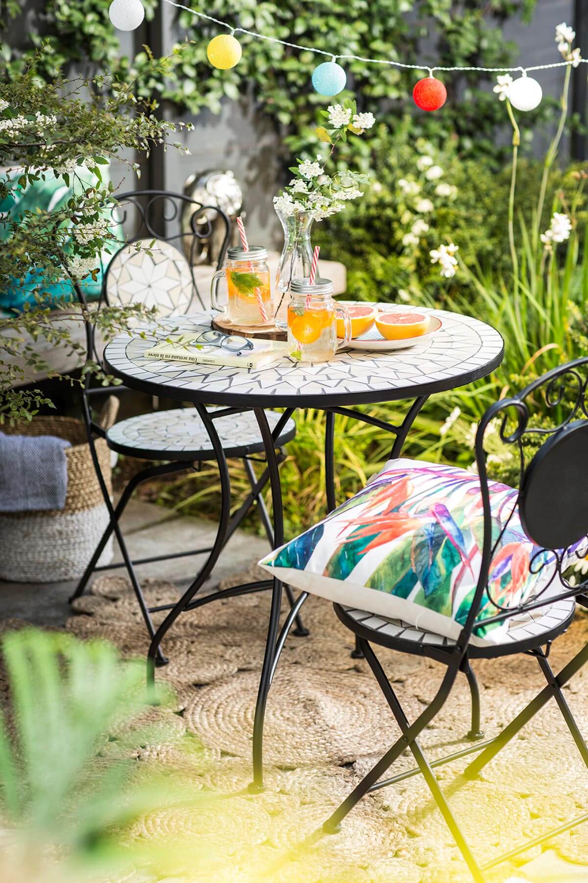 Silla de juego de terraza con respaldo de mosaico