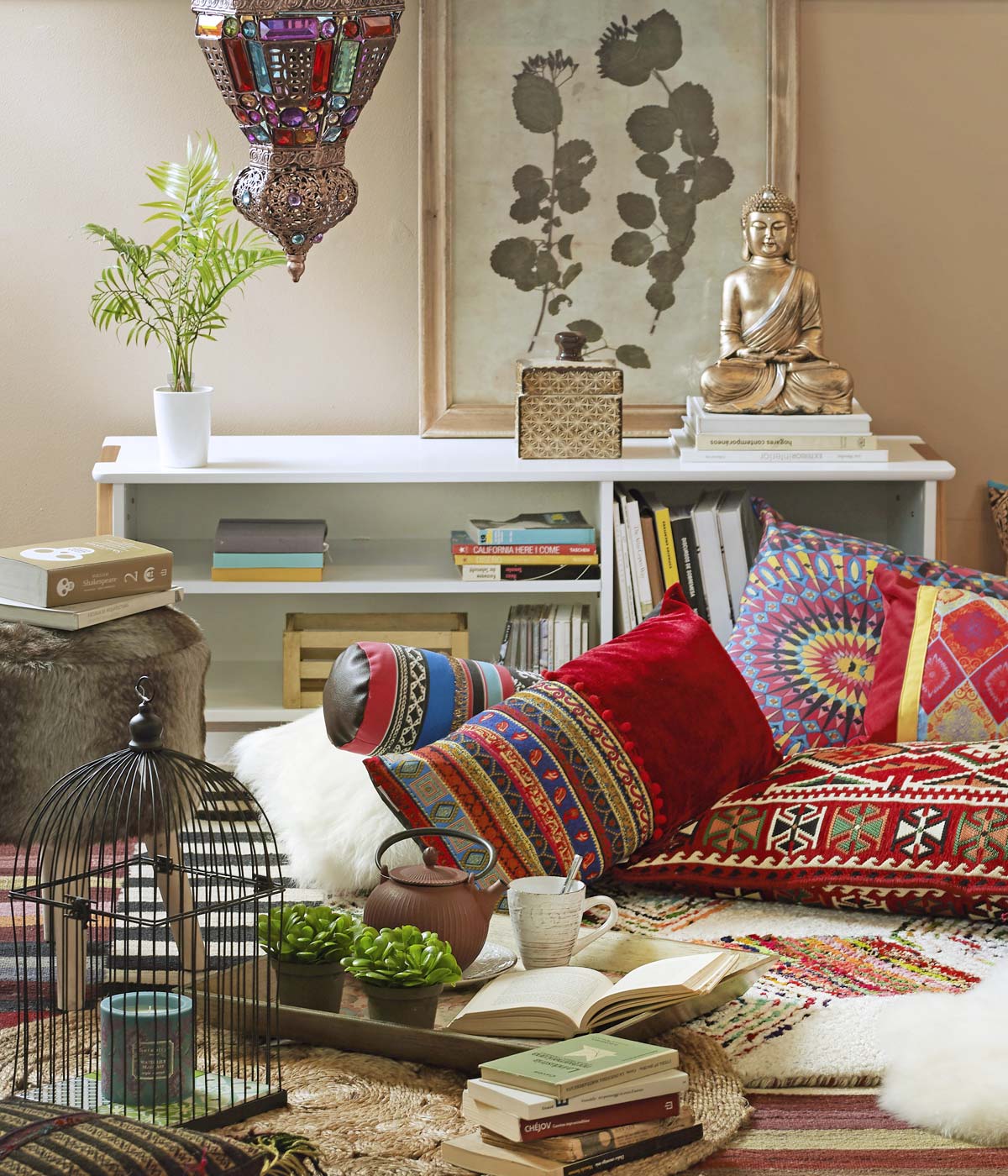 rincón boho de lectura