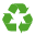 Ícono de reciclaje verde para botella y compost
