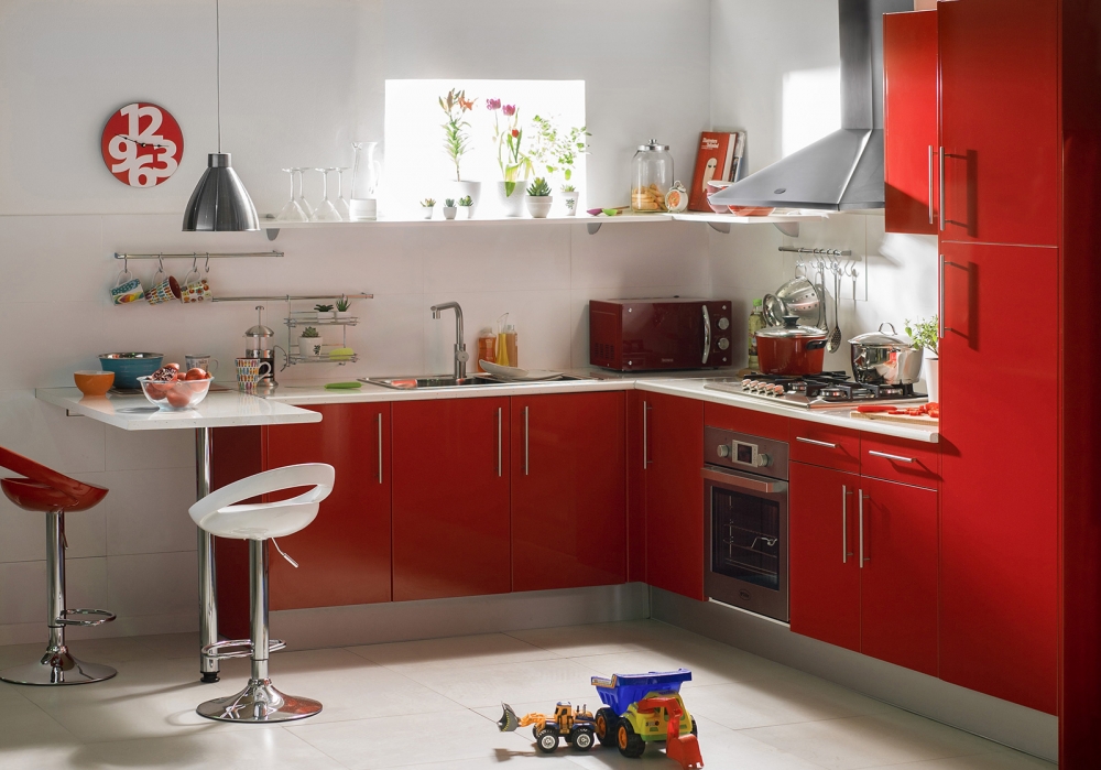 Cocina color rojo