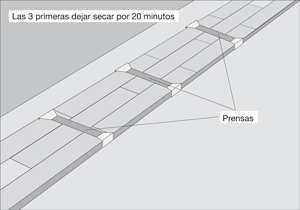 Instalación de piso con uniones pegadas