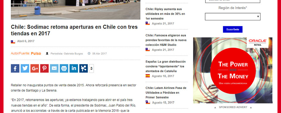 Sodima retoma aperturas en Chile con tres tiendas