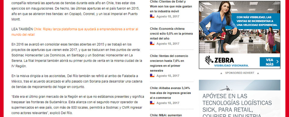 Sodima retoma aperturas en Chile con tres tiendas